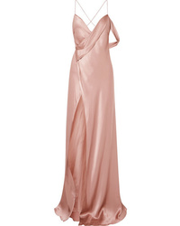 Pink Slit Silk Evening Dress