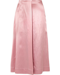 Pink Slit Silk Midi Skirt