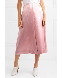 Deitas Harper Wrap Effect Silk Satin Midi Skirt