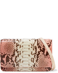 Nancy Gonzalez Crocodile Trimmed Python Clutch Pink
