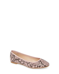 Pink Snake Leather Ballerina Shoes
