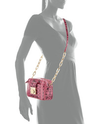 Versace Snake Print Zip Crossbody Bag Pink