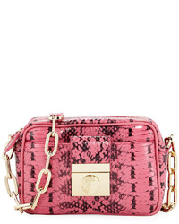 Versace Snake Print Zip Crossbody Bag Pink