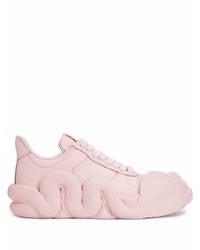 Pink Snake Leather Low Top Sneakers