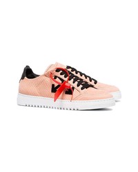 Off-White Pink And Black Carryover Snake Embossed Leather Sneakers