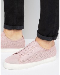 Asos Lace Up Sneakers In Pink Mesh