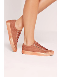 Missguided Metallic Outsole Trainers Rose Gold