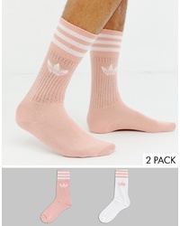adidas Originals 2 Pack Socks White Pink