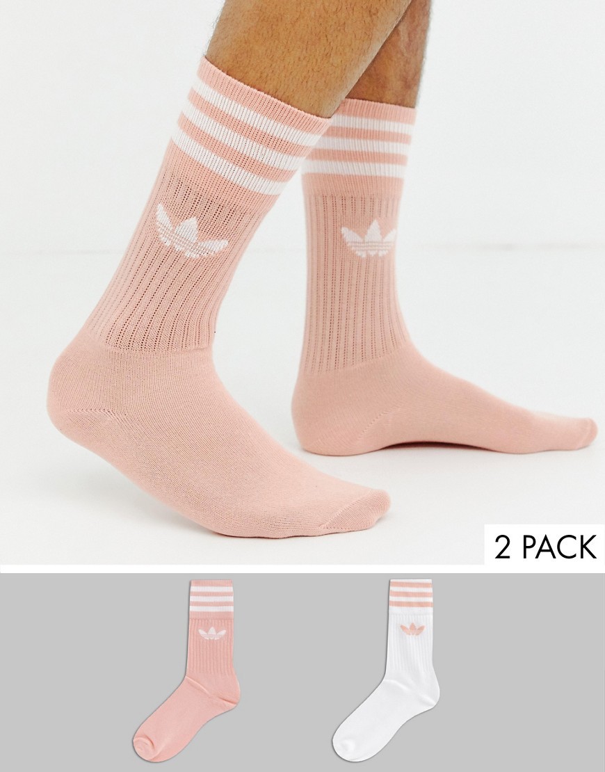 white and pink adidas socks