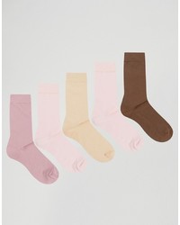 Asos Socks In Pink 5 Pack
