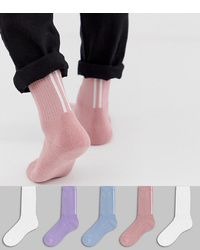 ASOS DESIGN Sports Socks With T Stripe 5 Pack