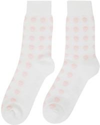 Alexander McQueen White Pink Short Skull Socks