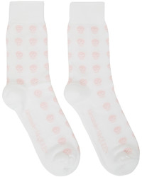 Alexander McQueen White Pink Short Skull Socks