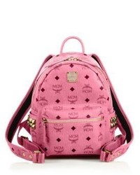 Pink Star Print Canvas Backpack