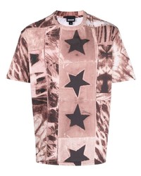 Pink Star Print Crew-neck T-shirt
