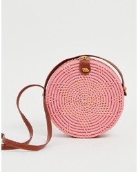 ASOS DESIGN Structured Rattan Circle Bag With Flower Weave