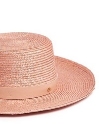 Janessa Leone Calla Bolero Leather Band Panama Straw Boat Hat