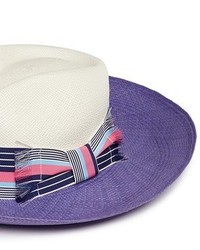 Sensi Studio Frayed Band Colourblock Straw Panama Hat