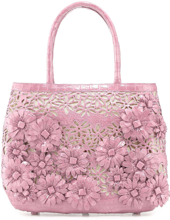 Pink and White Heart Colour Flower Design Tote Bag - White Tote Bag -  Frankly Wearing