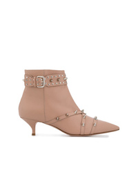 RED Valentino Red Studded Ankle Boots