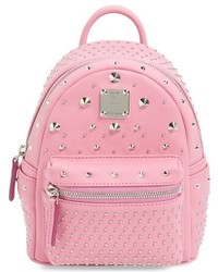 Pink Studded Leather Backpack