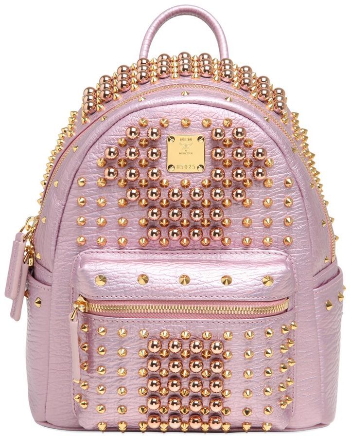 Stark leather backpack MCM Pink in Leather - 22520185