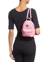 MCM X Mini Stark Bebe Boo Studded Leather Backpack Pink