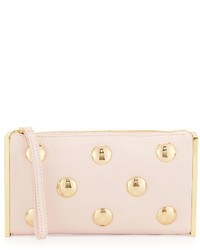 Pink Studded Leather Clutch