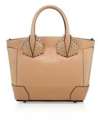 Pink Studded Leather Tote Bag