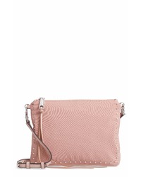 Pink Studded Nylon Crossbody Bag