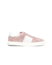 Pink Studded Suede Low Top Sneakers
