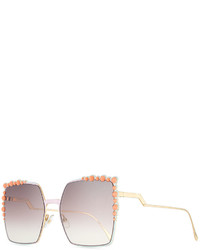 Fendi Can Eye Studded Oversized Square Sunglasses