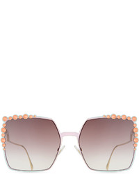 Fendi Can Eye Studded Oversized Square Sunglasses