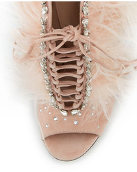 Giuseppe Zanotti Jeweled Feather Suede Lace Up Bootie