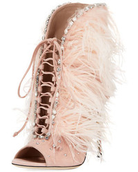 Giuseppe Zanotti Jeweled Feather Suede Lace Up Bootie