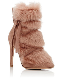 Gianvito Rossi Moritz Suede Fur Ankle Boots