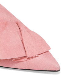 J.W.Anderson Ruffled Suede Ankle Boots Baby Pink