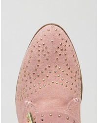 Office Stud Blush Suede Ankle Boots