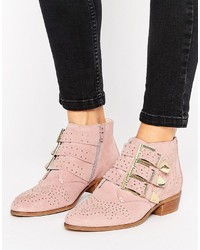 Office Stud Blush Suede Ankle Boots