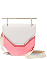 M2Malletier Amor Fati Two Tone Suede And Leather Shoulder Bag Pink