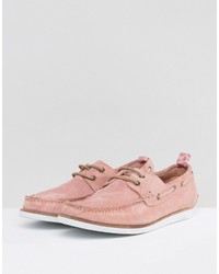 Asos Boat Shoes In Pink Suede With White Sole