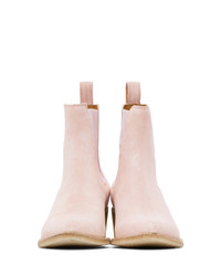 Amiri Pink Suede Pointy Toe Chelsea Boots