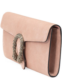 Gucci Dionysus Suede Clutch Bag Crystal Pink