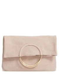 Sole Society Maron Foldover Suede Clutch Pink