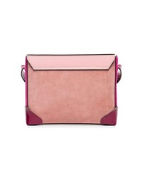 Manu Atelier Pink Bold Leather And Suede Cross Body Bag
