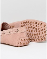 Asos Driving Shoes In Pink Suede With Braid Detail