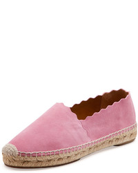 Chloé Chloe Scalloped Suede Espadrille Flat Pink