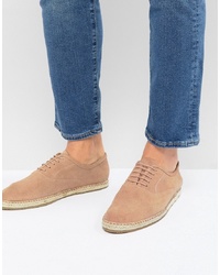 Frank Wright Lace Up Espadrilles In Pink Suede