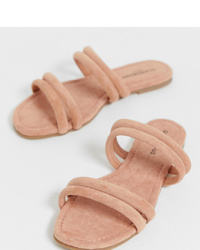 Glamorous Wide Fit Blush Flat Sandals