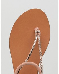 Asos Fixation Suede Plaited Flat Sandals